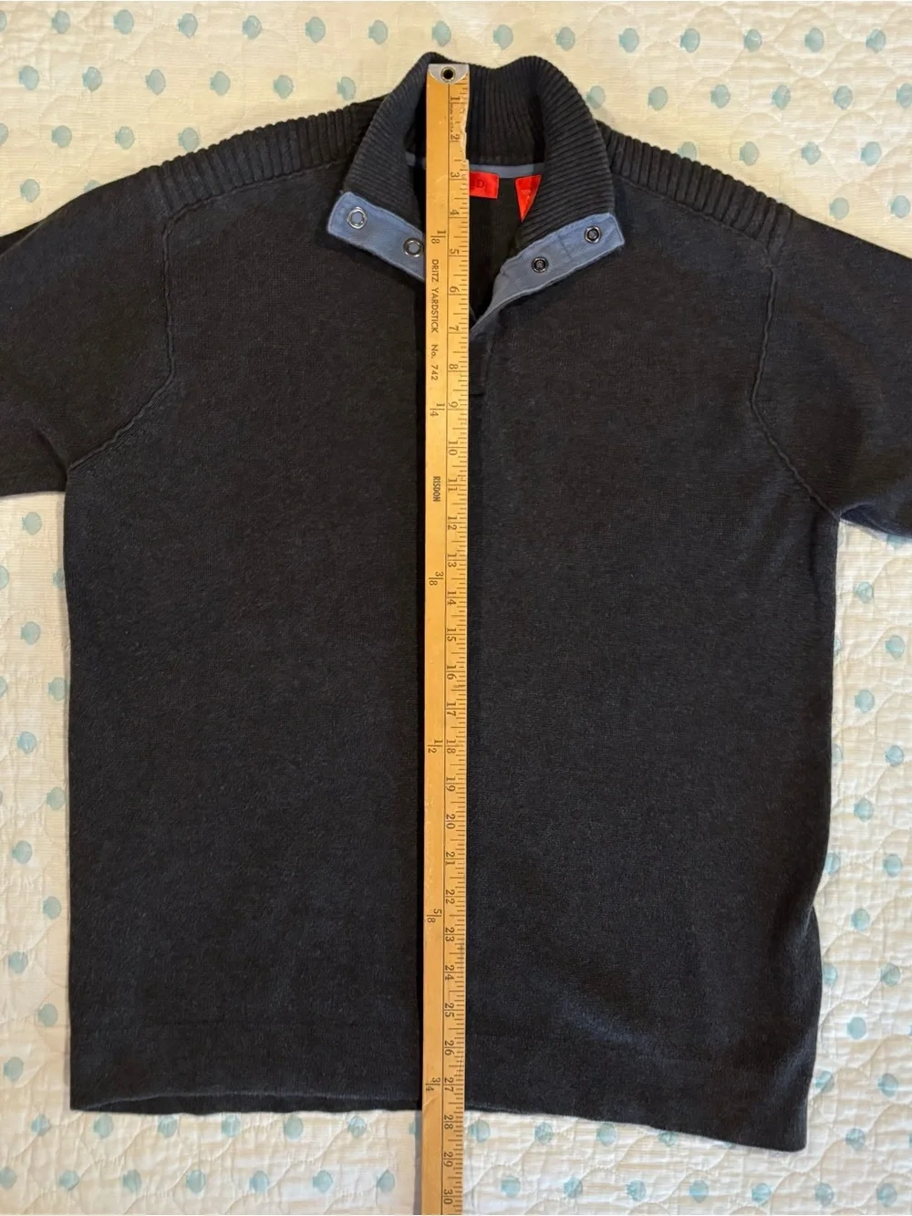 IZOD Mens Large Mock Neck Snap Sweater Charcoal Knit Pullover Casual Golf